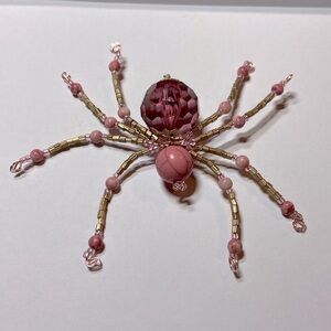 Pink Howlite/ Crystal Spider